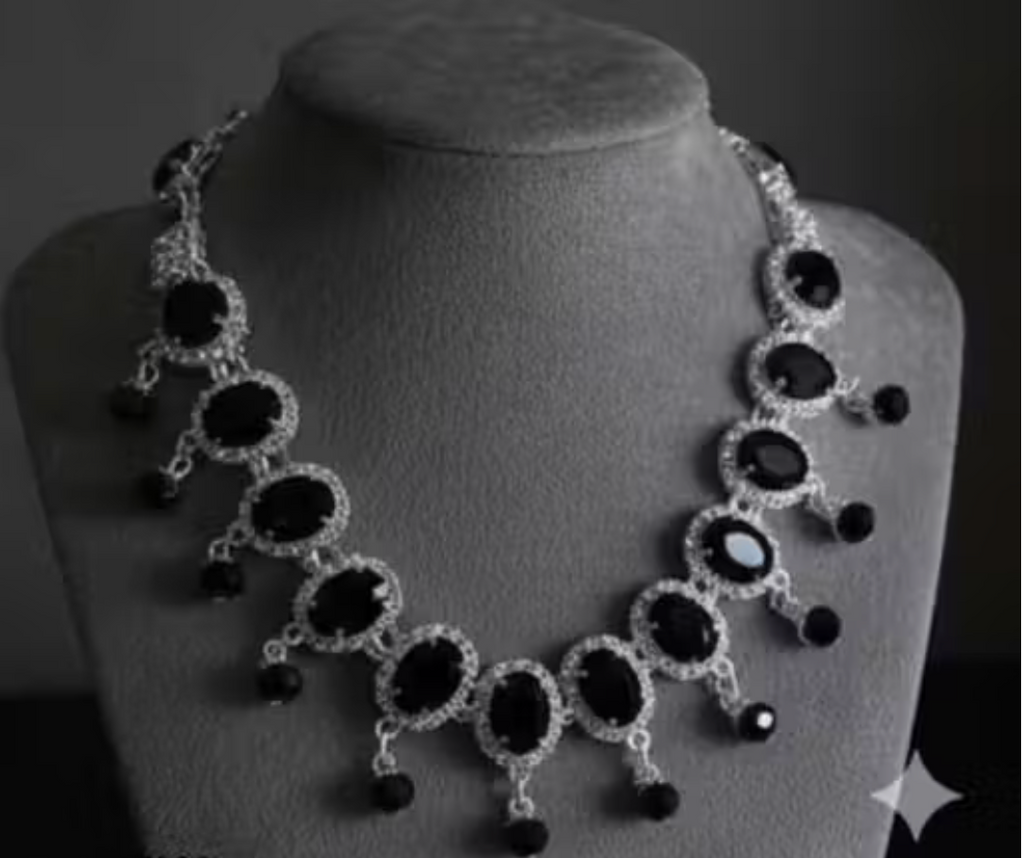 Designer Black Crystal Choker Jewellery Set for Party/Wedding