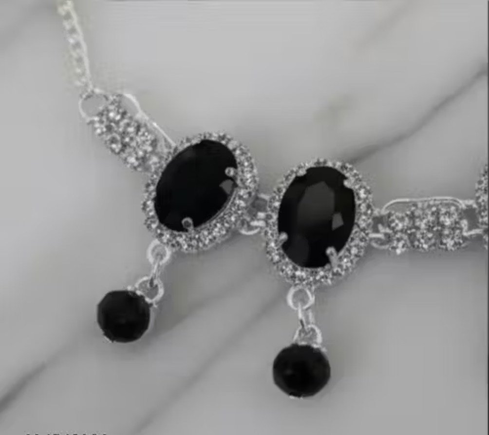 Designer Black Crystal Choker Jewellery Set for Party/Wedding