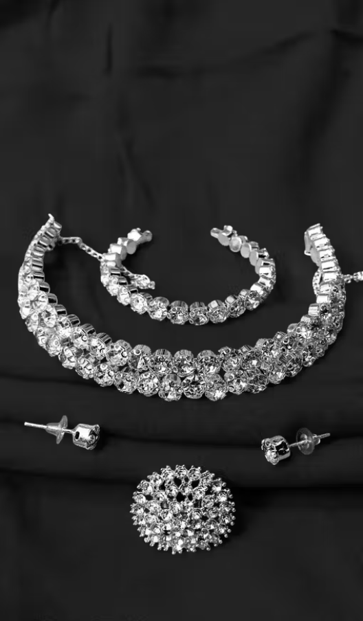 Diamond Necklace set with ring and bracelet