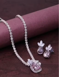 Pink Necklace Pendant Set|stone pendant|Elegant Pendant |Party wear|