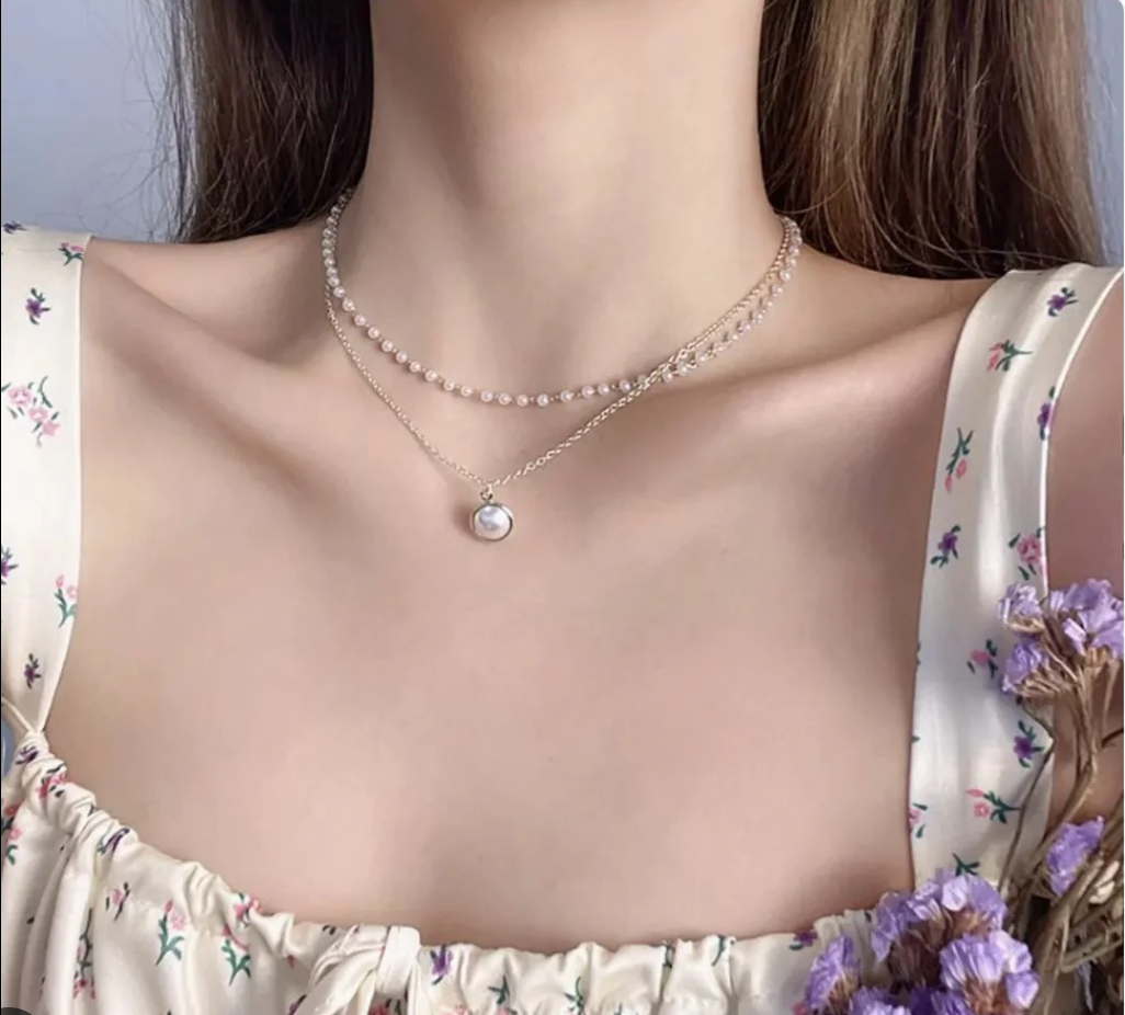 Perky Pearl Layered Bracelet & Necklace Set