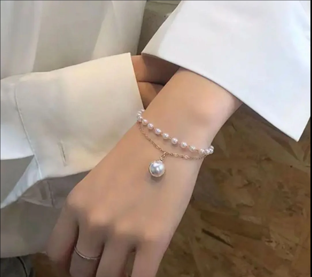 Perky Pearl Layered Bracelet & Necklace Set